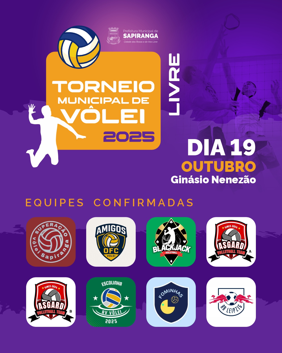 Peças - Inscrições volei 2 - equipes confirmadas rb feed