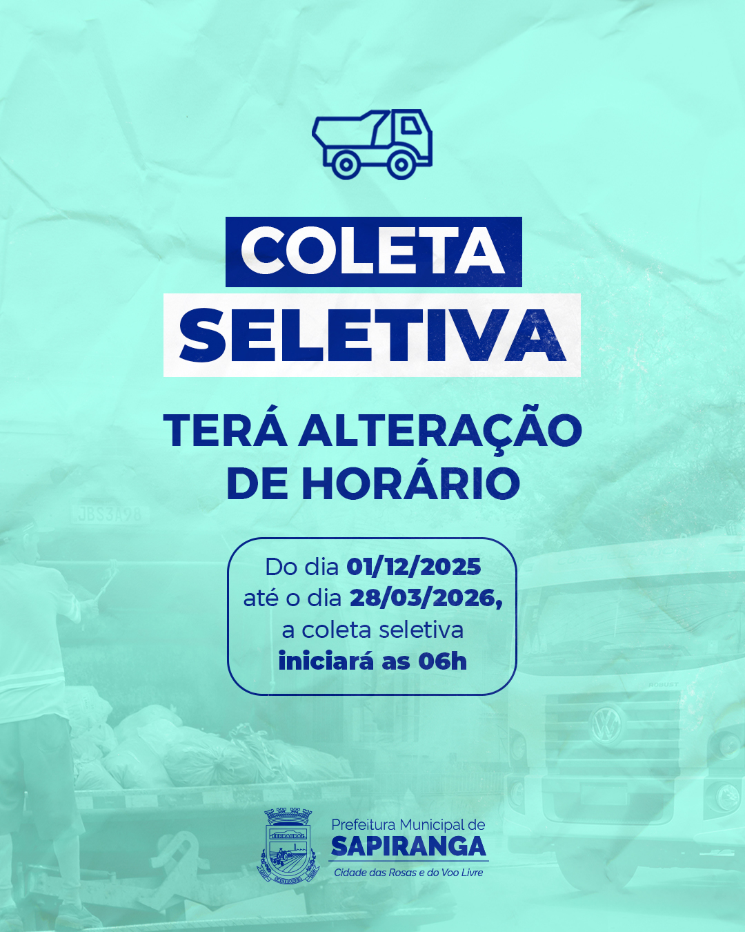 Coleta de Lixo 2025 - alteração de horário - feed