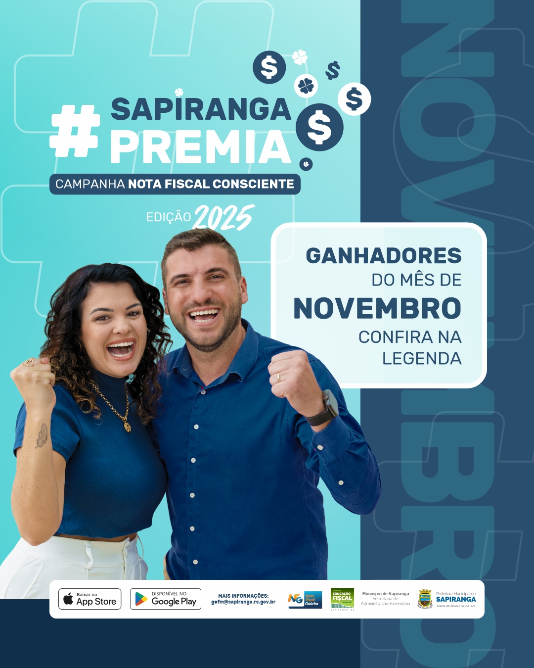 SAPIRANGA PREMIA 6 - primeiras peças 3 - CARD VENCEDORES NOVEMBRO