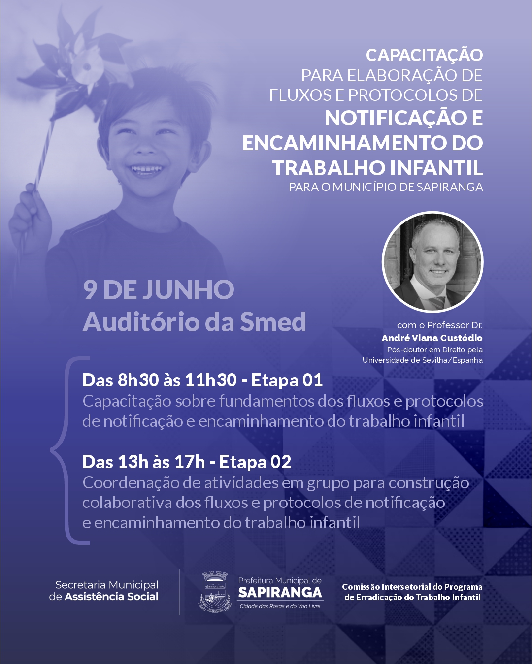 card para divulgação Capacitação para elaboração de Fluxos e Protocolos de Notificação e Encaminhamento do Trabalho Infantil 3 F